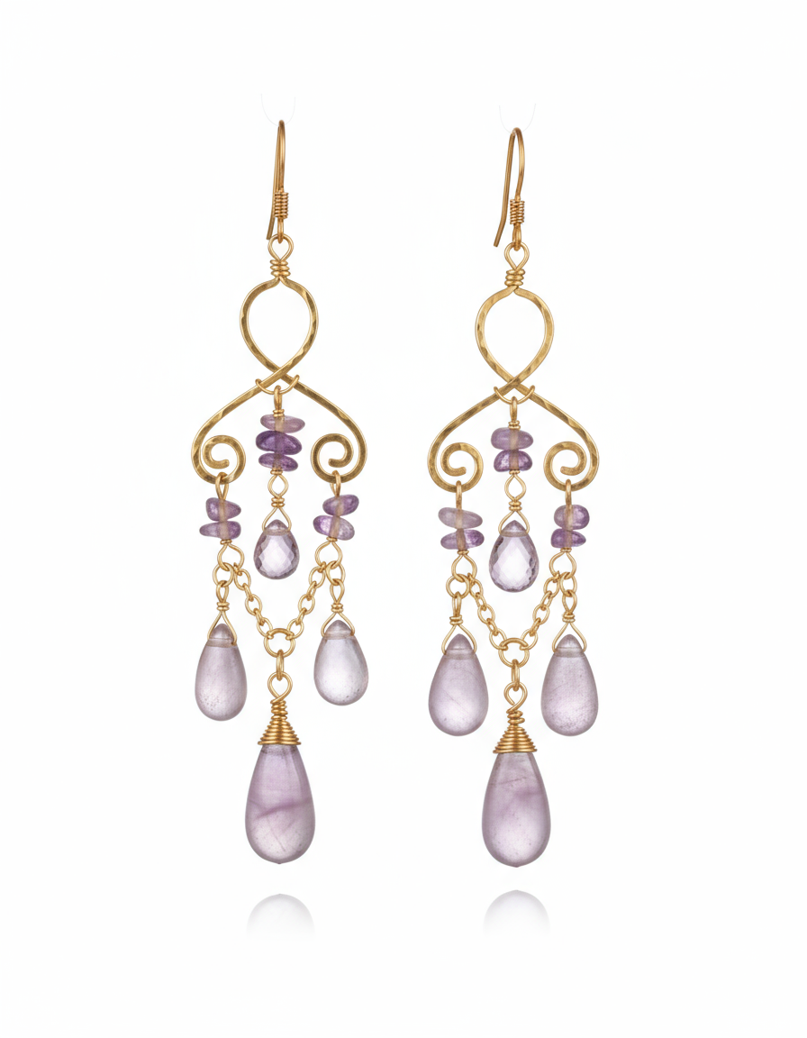 Majestic Amethyst Waterfall Earrings"