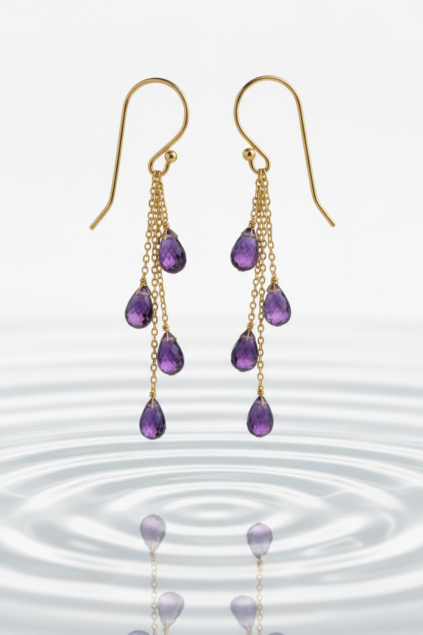 Amethyst Rain Drop Earrings