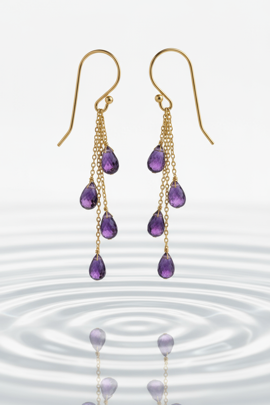 Amethyst Rain Drop Earrings